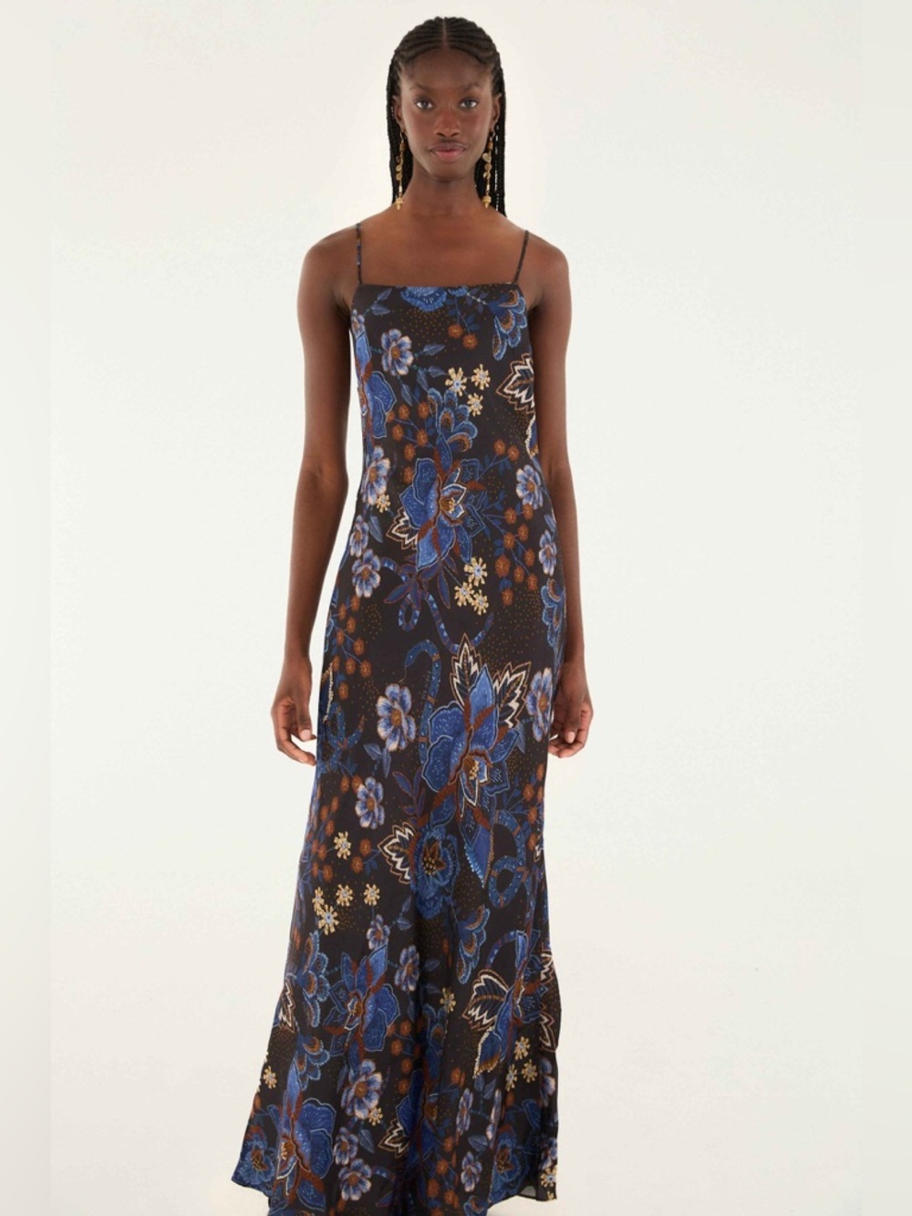 Farm Rio Black Snakes Bouquet Lenzing™ Ecovero™ Slip Maxi Dress B3359 - Picture 2 of 7